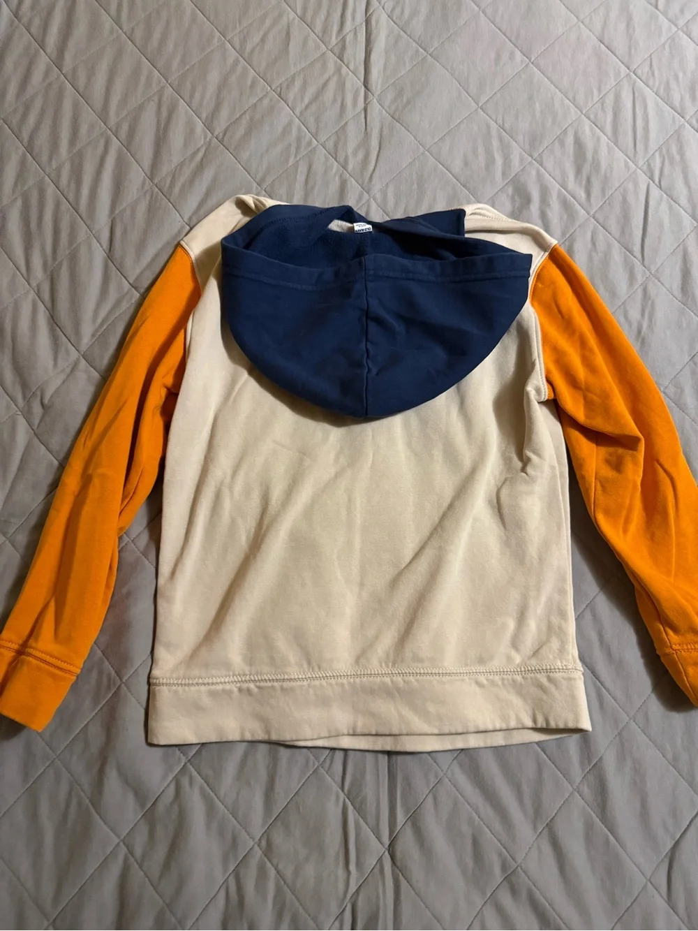 Old Navy Cream Hoodie with Orange Sleeves and Navy Hood